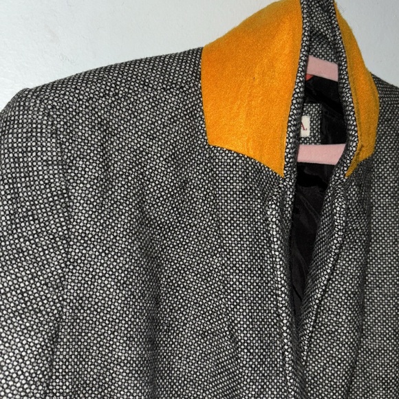 New Without Tags Herringbone Blazer Jacket Sz 4 Front Pockets Contrast Sleeves - Picture 9 of 13